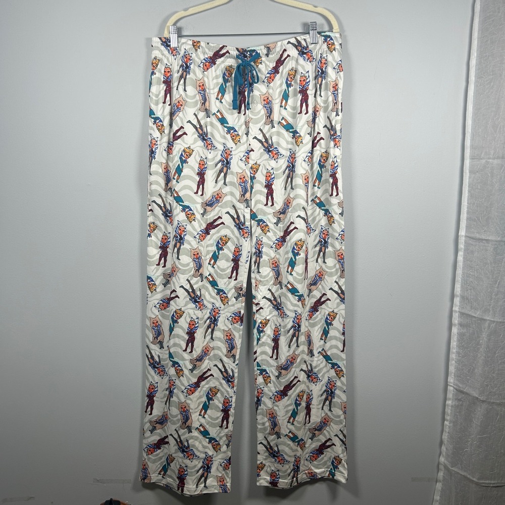 BoxLunch Star Wars Sleep Pants Men's  XL White Ahsoka Tano Print Lounge